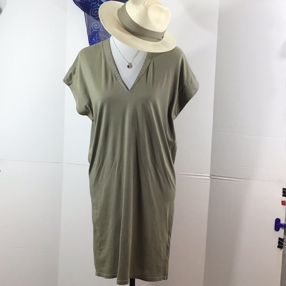 Frame Denim military green tee shirt shift dress S